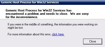 host precess in order for win32 services
