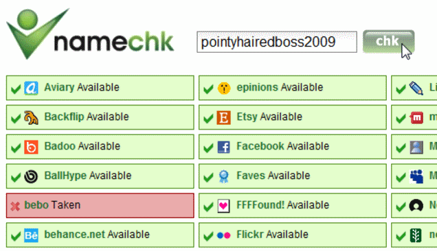 Namechk Online Tool