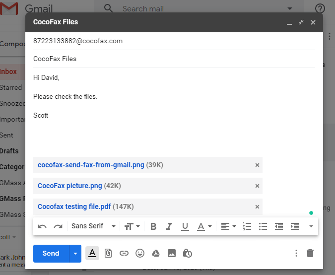 send fax from gmail with cocofax