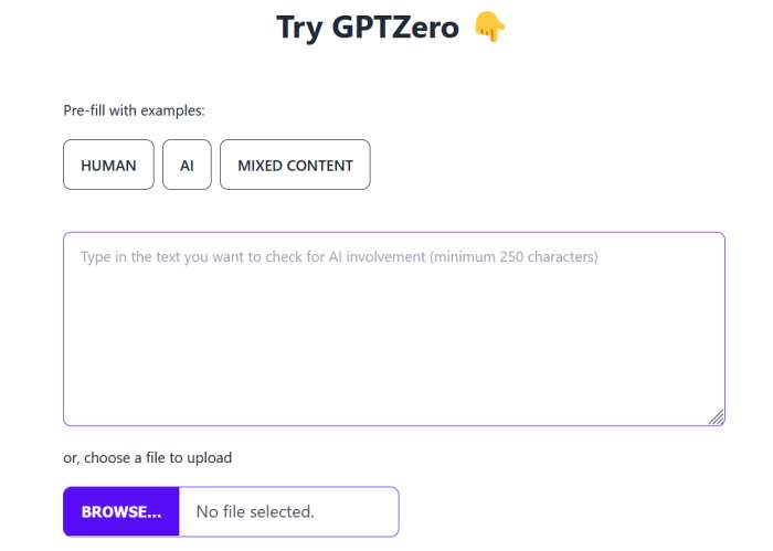 GPTZero AI Content Detector Tool
