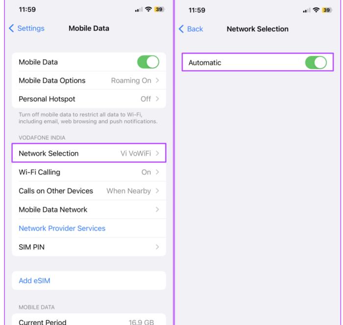 iPhone Disable Automatic Network Selection