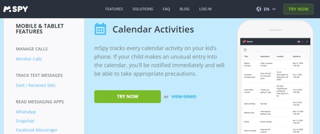 View Calendar and Monitor Events