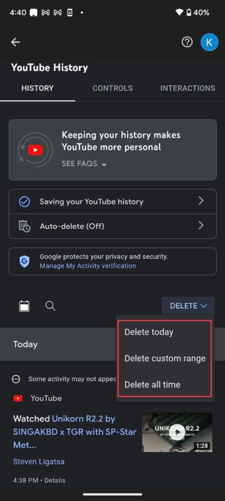 Delete YouTube Search History on Android and iOS