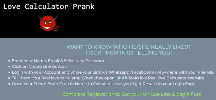 Love Calculator Prank Link