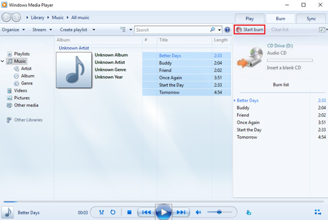 burn spotify songs to cd with wmp