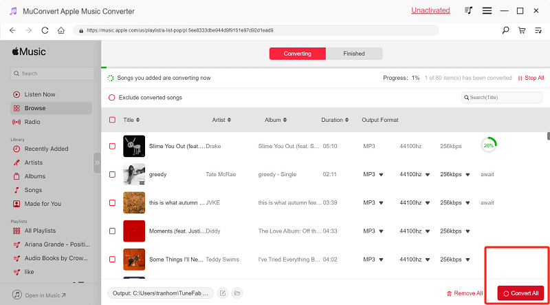 convert songs to desired formats