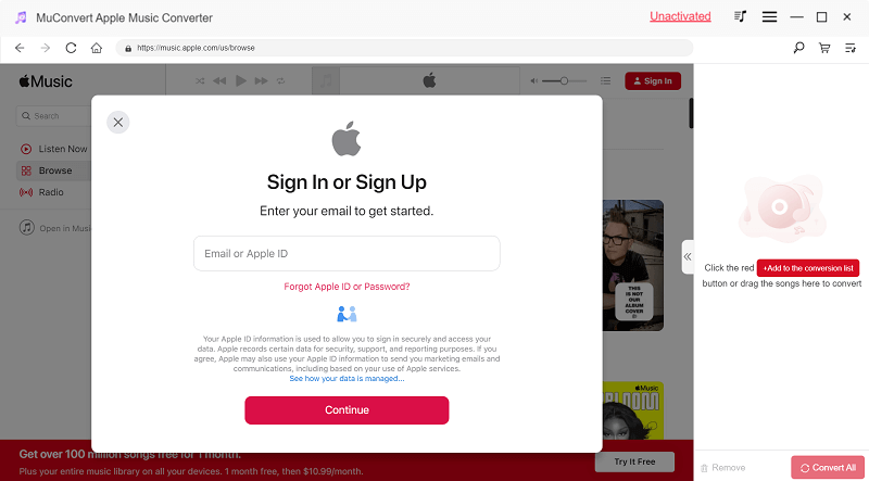 sign in on welcoming interface