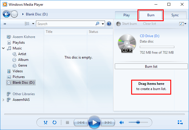 windows media player cd