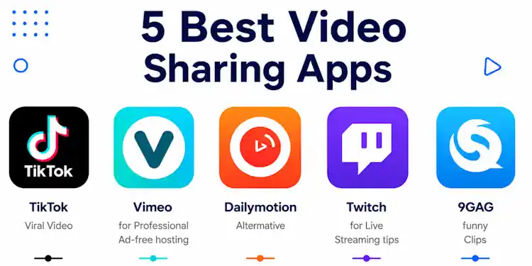5 best video sharing apps in 2026 including TikTok, Vimeo, Dailymotion, Twitch and 9GAG